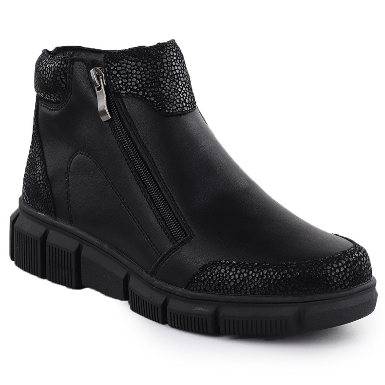 Botas de cuero para mujeres en la elevación Black Jezzi 9309 1