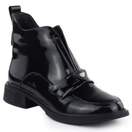Botas de cuero para mujeres, lacado negro gino fabiani 9284 1