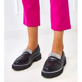 Mocasines de mujeres negras con circones cúbicos negro 1