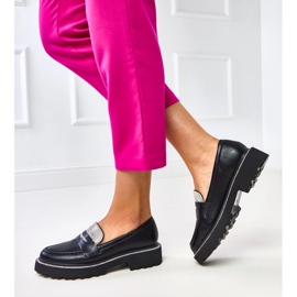Mocasines de mujeres negras con circones cúbicos negro 3
