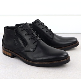 Zapatos de cuero negros Rieker14609-00 2