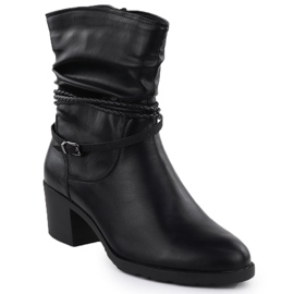 Botas arrugadas en el bloque Jezzi negro ASA128-63 de mujeres 1