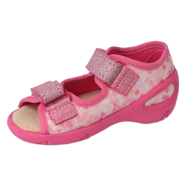 Sandalias infantil befado con aplicación de piel 063X015 rosa con purpurina rosado 1
