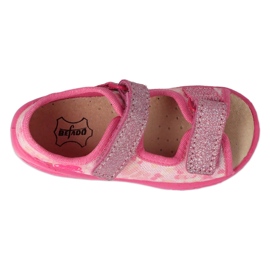 Sandalias infantil befado con aplicación de piel 063X015 rosa con purpurina rosado 2