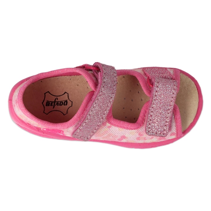 Sandalias infantil befado con aplicación de piel 063X015 rosa con purpurina 2