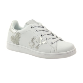 American Club Deportivas corazón americano con plantilla de piel blanco gris 1