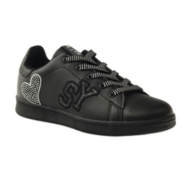 American Club Deportivas corazón americano con plantilla de piel gris negro 1