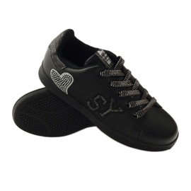 American Club Deportivas corazón americano con plantilla de piel gris negro 3