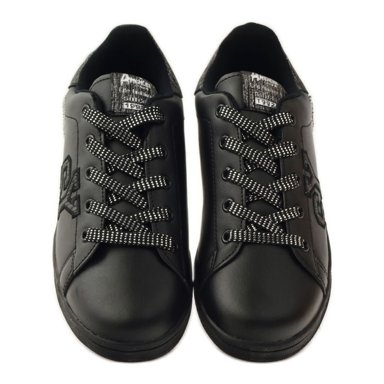 American Club Deportivas corazón americano con plantilla de piel gris negro 4