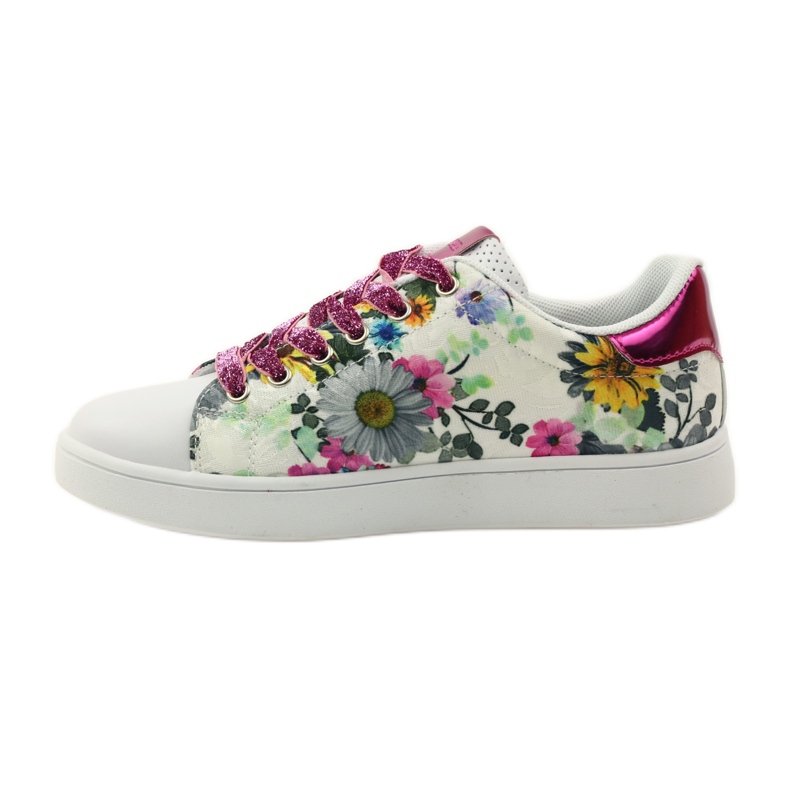 American Club Deportivas americanas florales con incrustaciones de piel rosa multicolor amarillo azul blanco 2