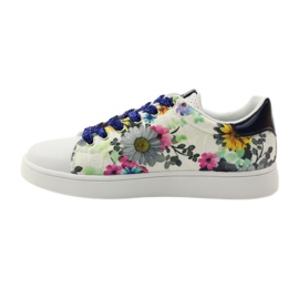 American Club Deportivas americanas florales con incrustaciones de piel azul marino rosa blanco 2