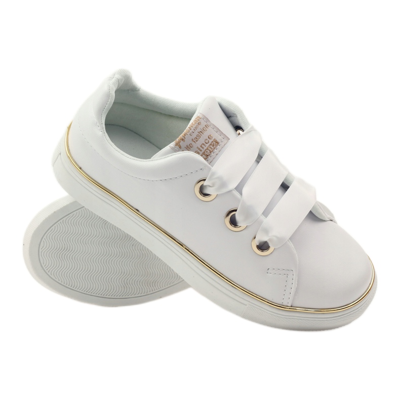 American Club Zapatillas de deporte de satén americano 17508 cordones ['oro blanco'] blanco 3