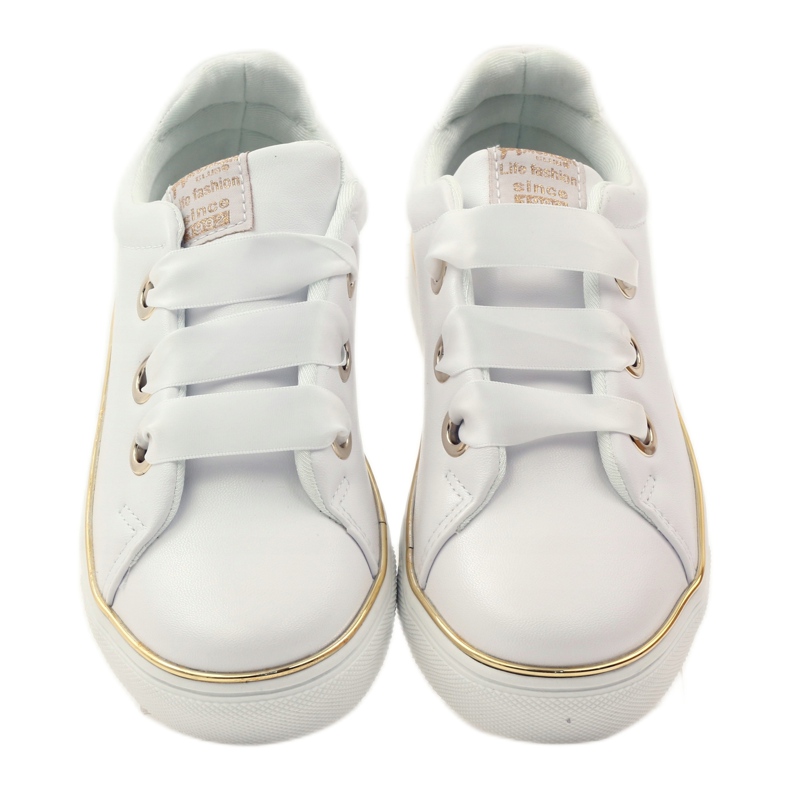 American Club Zapatillas de deporte de satén americano 17508 cordones ['oro blanco'] blanco 4
