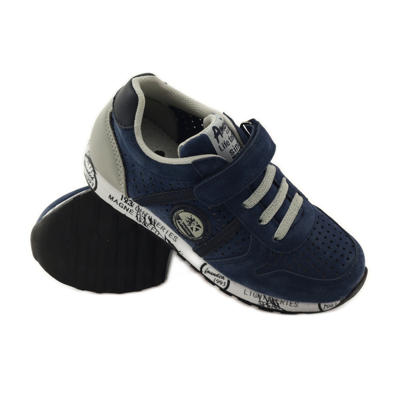 American Club Incrustación de cuero americano deportivo ADI azul marino gris 3 American Club Incrustación de cuero americano deportivo ADI azul marino gris 3