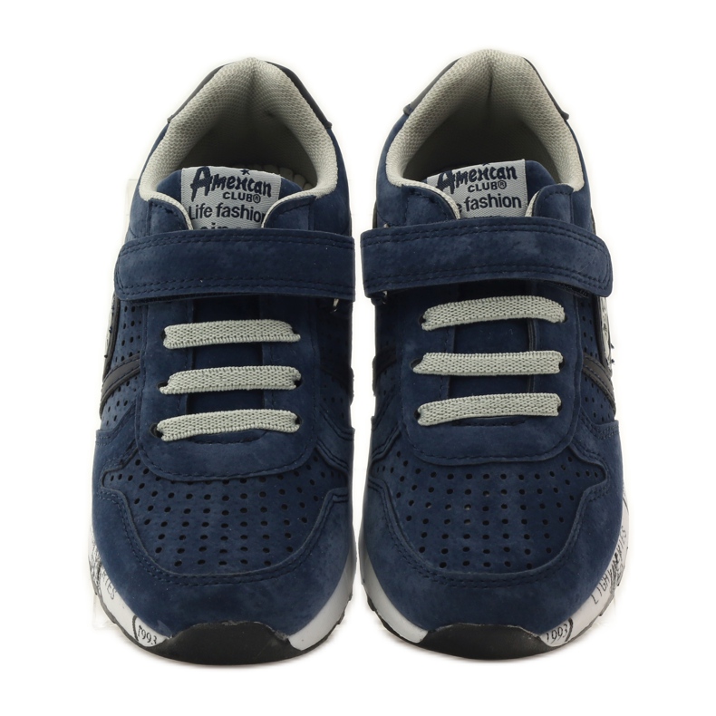 American Club Incrustación de cuero americano deportivo ADI azul marino gris 4 American Club Incrustación de cuero americano deportivo ADI azul marino gris 4