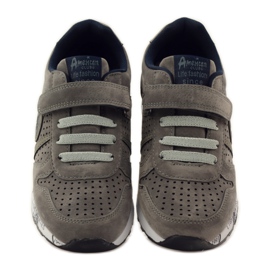 American Club Plantilla de cuero deportivo americano perforado azul marino gris 4 American Club Plantilla de cuero deportivo americano perforado azul marino gris 4