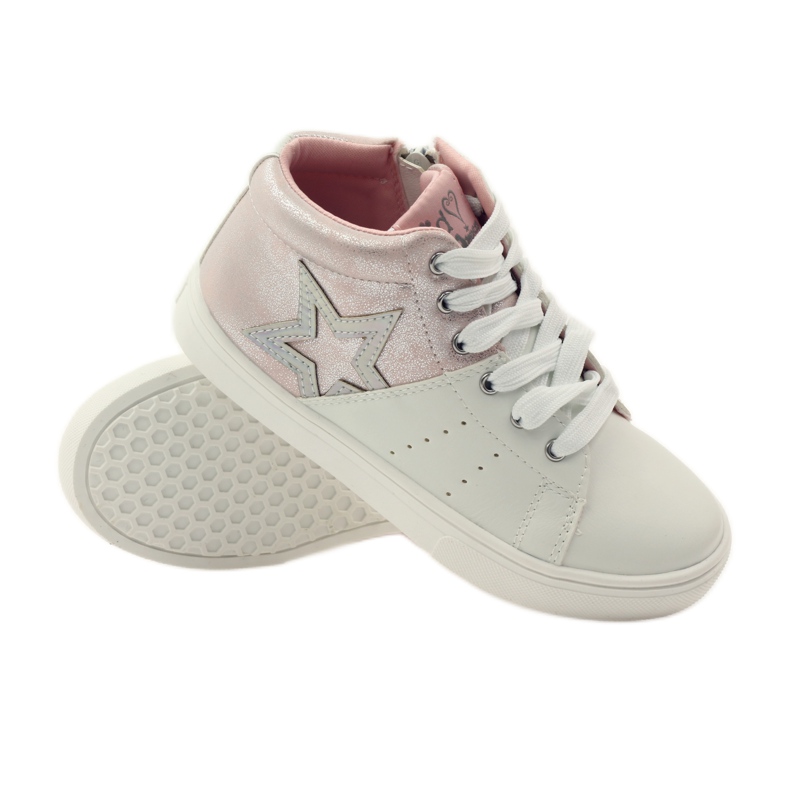 American Club Botines deportivos plantilla piel americana rosa gris blanco 3