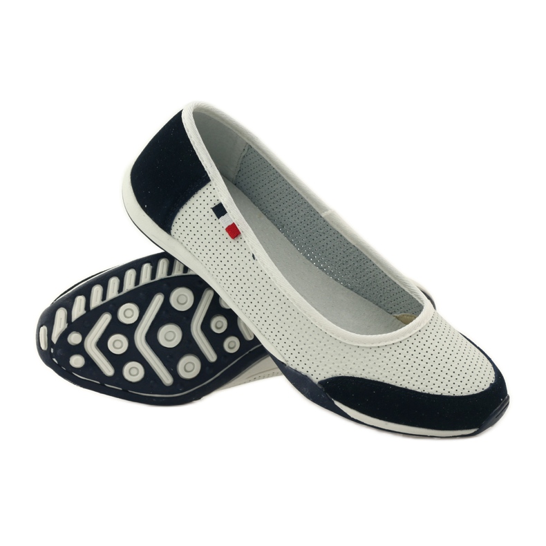 Bailarinas de mujer en piel Filippo blanco azul marino 3