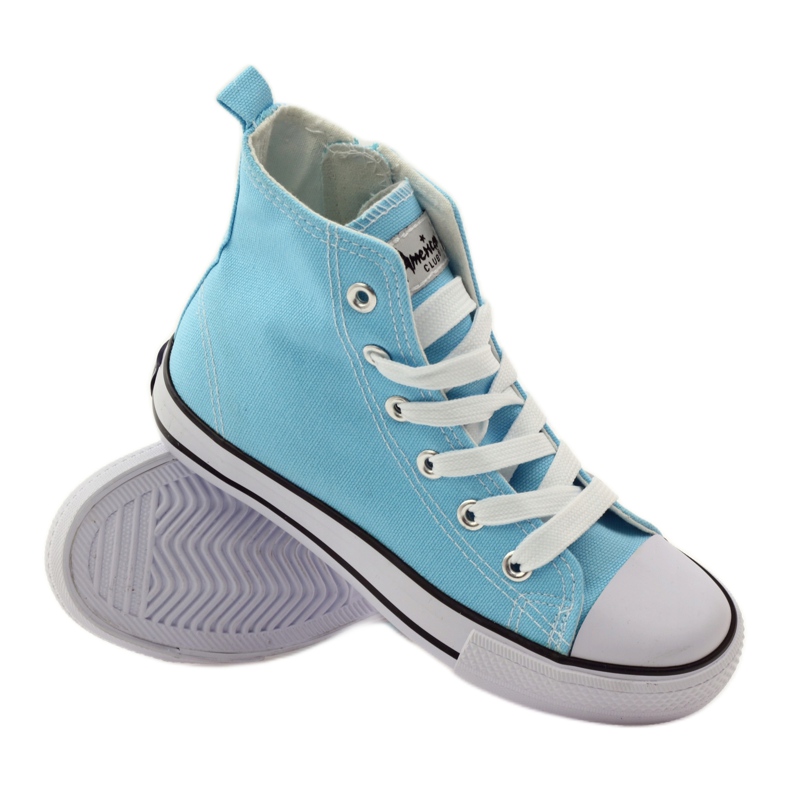 Tenis American Club con cordones blanco azul 3 Tenis American Club con cordones blanco azul 3