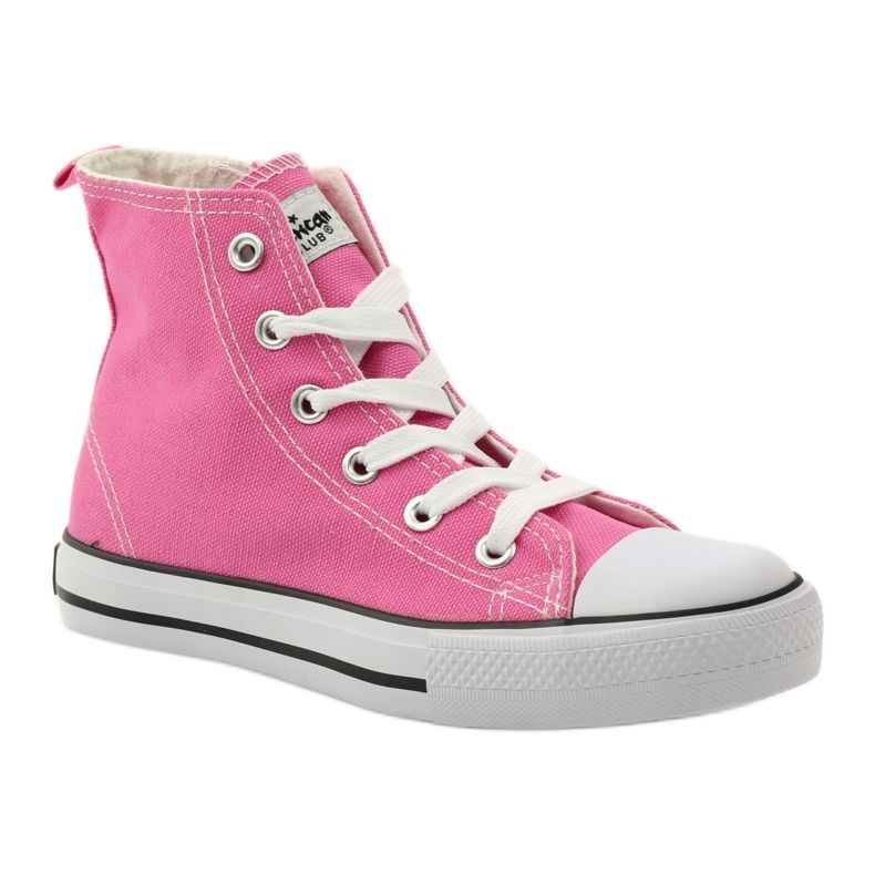 American Club Zapatillas deslizantes femeninas y cordones rosados 1