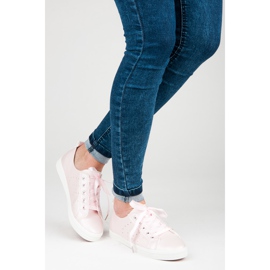 Mckeylor Zapatillas rosas atadas con una cinta rosado 4