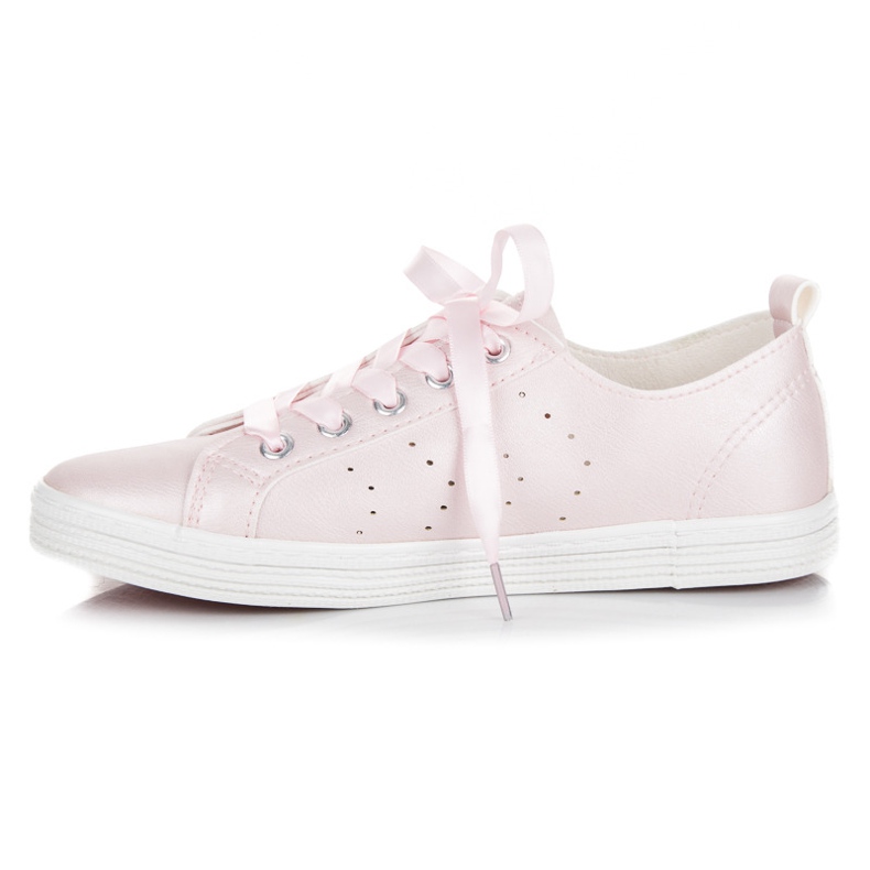 Mckeylor Zapatillas rosas atadas con una cinta rosado 1
