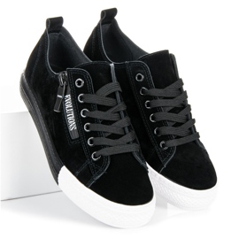 Zapatillas de gamuza en la plataforma negro 4