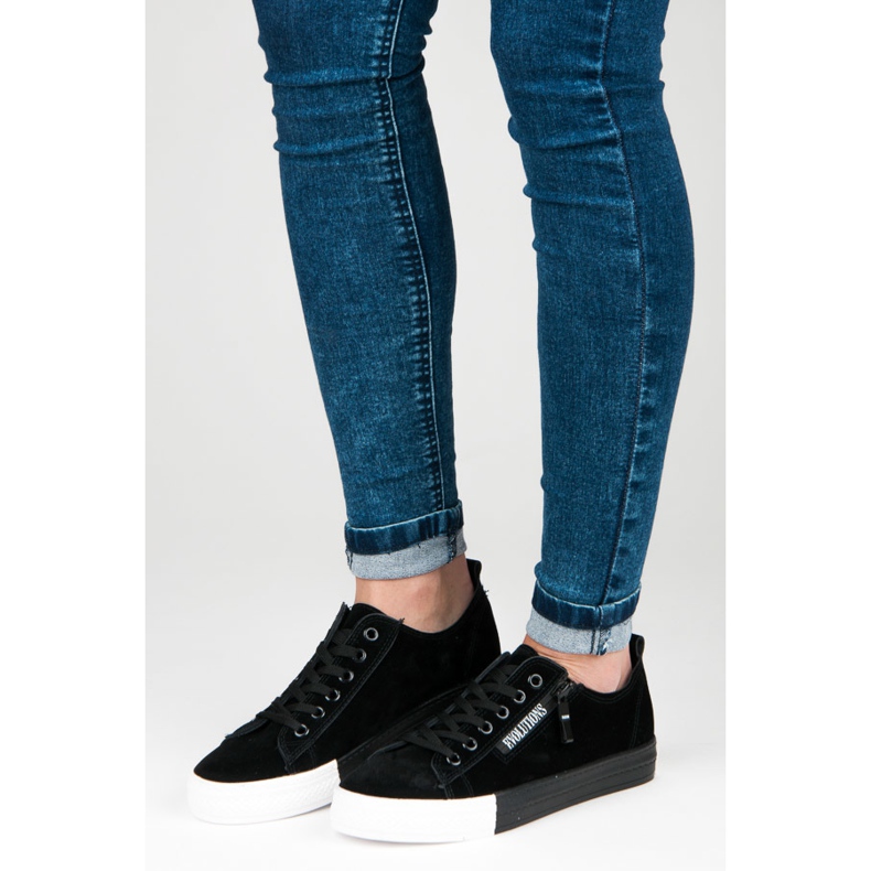 Zapatillas de gamuza en la plataforma negro 1