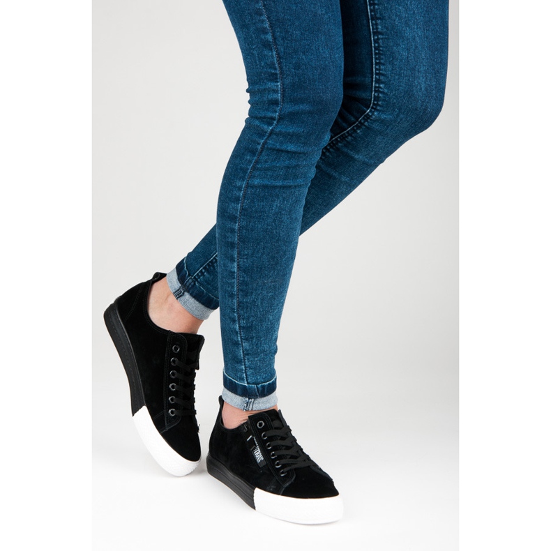 Zapatillas de gamuza en la plataforma negro 2