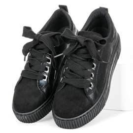 Sport Zapatillas En La Plataforma Con Encuadernación negro 3