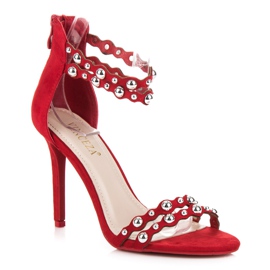 Vinceza Sandalias rojas con adornos rojo 2
