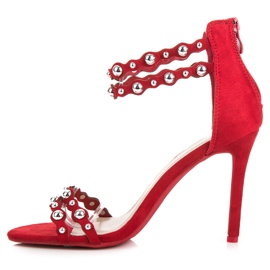 Vinceza Sandalias rojas con adornos rojo 3