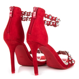 Vinceza Sandalias rojas con adornos rojo 4
