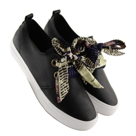 Negro XL09P Deportivas negras atadas con una cinta 2
