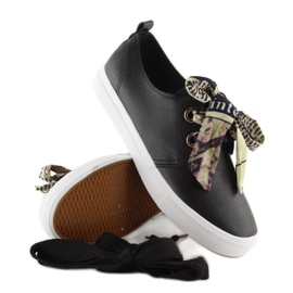 Negro XL09P Deportivas negras atadas con una cinta 3