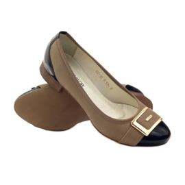 Neścior Zapatos de salón con hebilla beige amarillo marrón negro 3