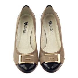 Neścior Zapatos de salón con hebilla beige amarillo marrón negro 4