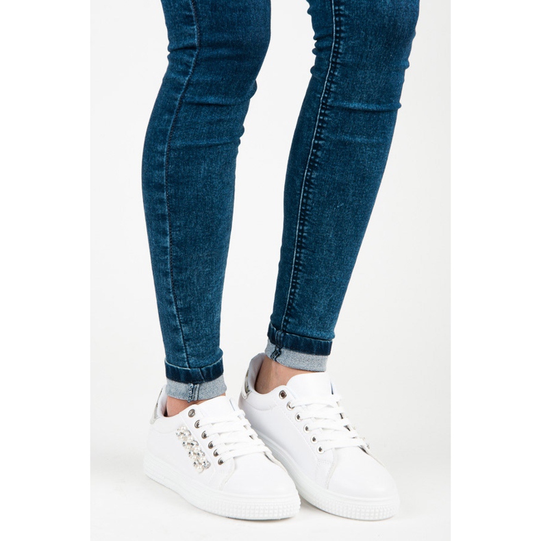 Deportivas blancas con abalorios blanco 2