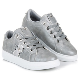 Deportivas atadas plateadas gris 5