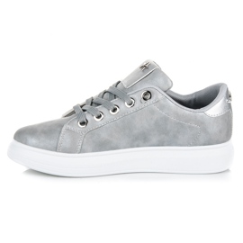 Deportivas atadas plateadas gris 3