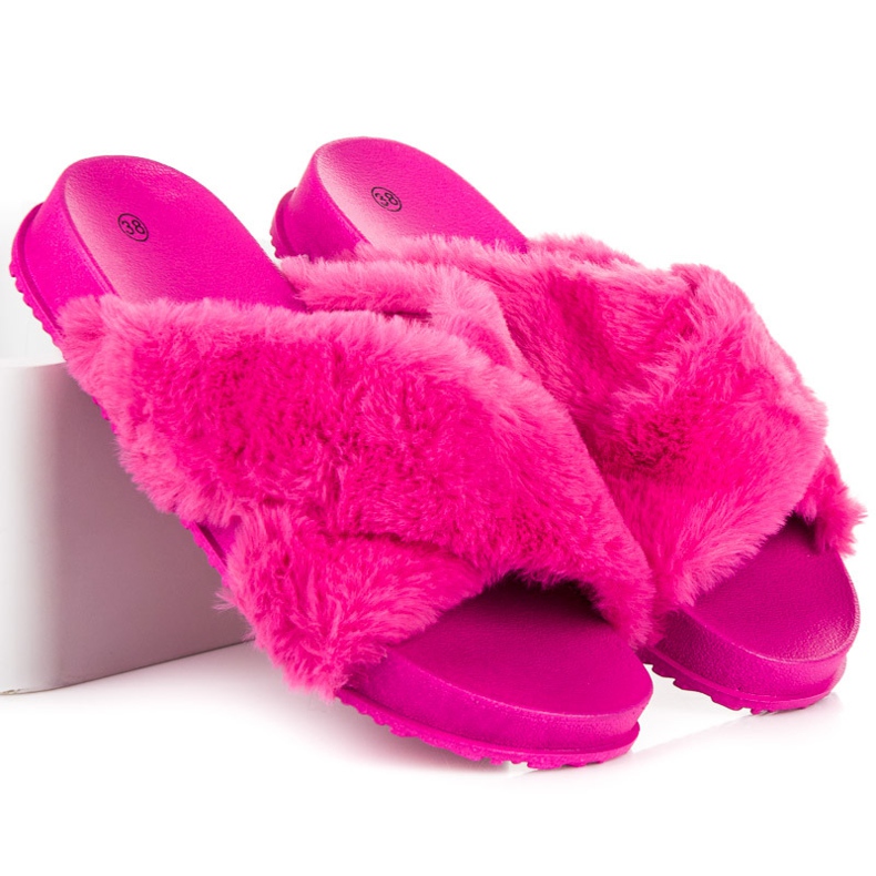 Zapatillas de piel con estilo rosa 2