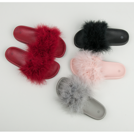 Zapatillas con pelo gris 1 Zapatillas con pelo gris 1