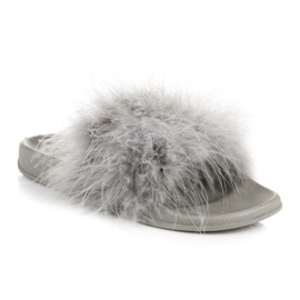 Zapatillas con pelo gris 6
