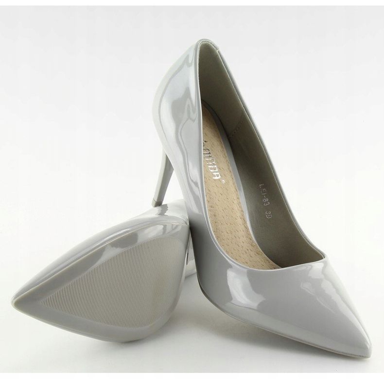 Zapatos de salón de mujer lacados en gris LEI-83 Gris 2