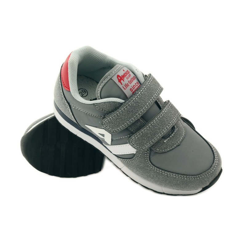 American Club Velcro deportivo incrustación de cuero americano rojo gris blanco 3