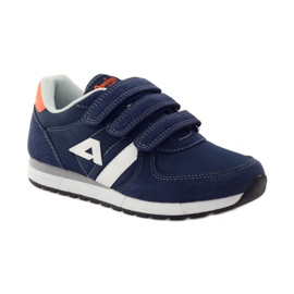 American Club Deportivas americanas con plantilla de piel azul marino naranja blanco 1