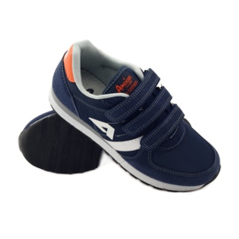 American Club Deportivas americanas con plantilla de piel azul marino naranja blanco 3