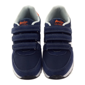 American Club Deportivas americanas con plantilla de piel azul marino naranja blanco 4
