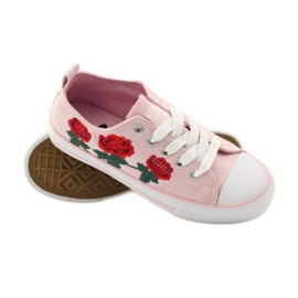American Club Deportivas con rosas bordadas Americana 17035 rosado rojo verde 3