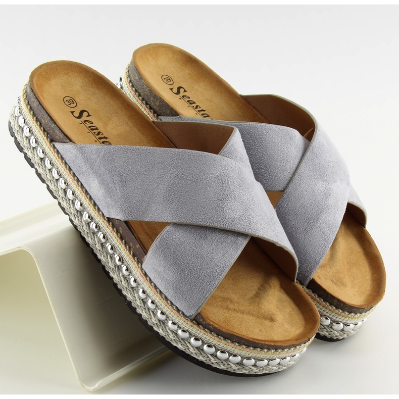 Gris Pantuflas mujer gris CK15P gris 2 Gris Pantuflas mujer gris CK15P gris 2